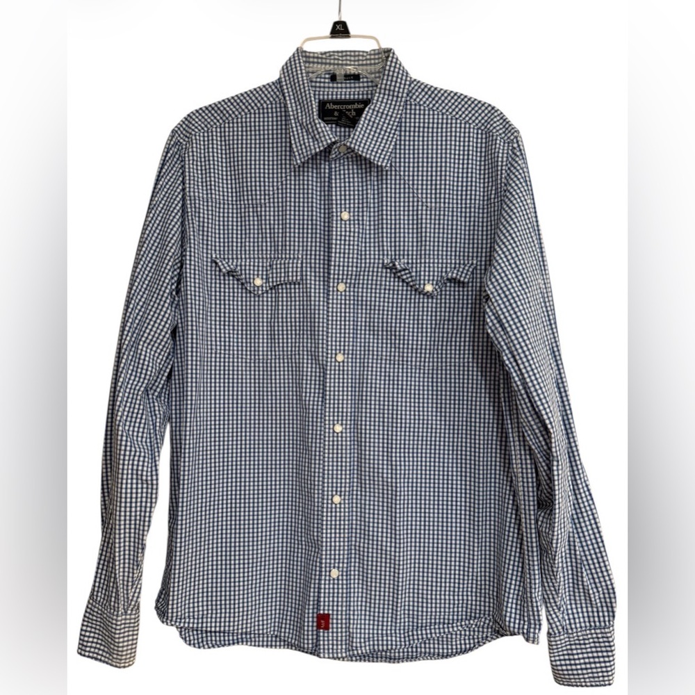 Abercrombie & Fitch Blue and White Gingham Button-Down Shirt